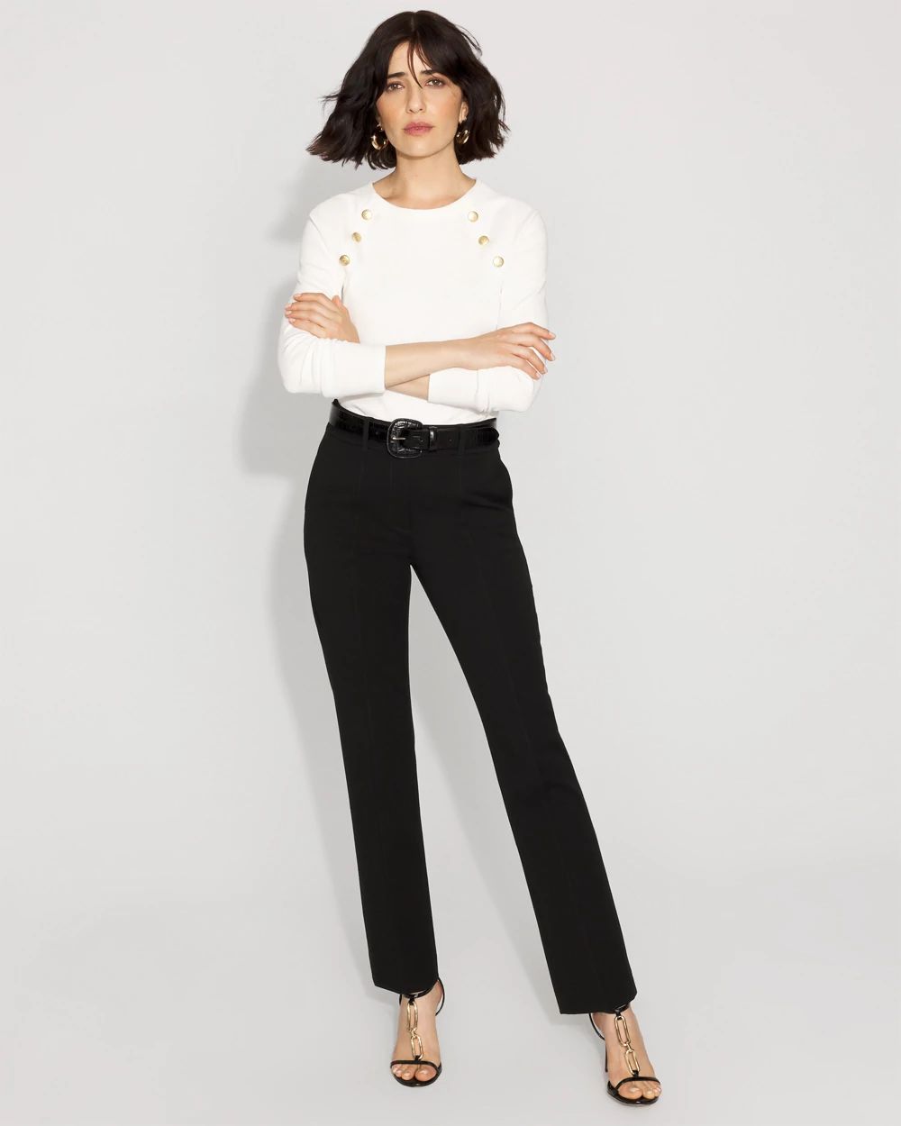 STRAIGHT TROUSERS ブラック High-Rise Straight Pant | White House Black Market